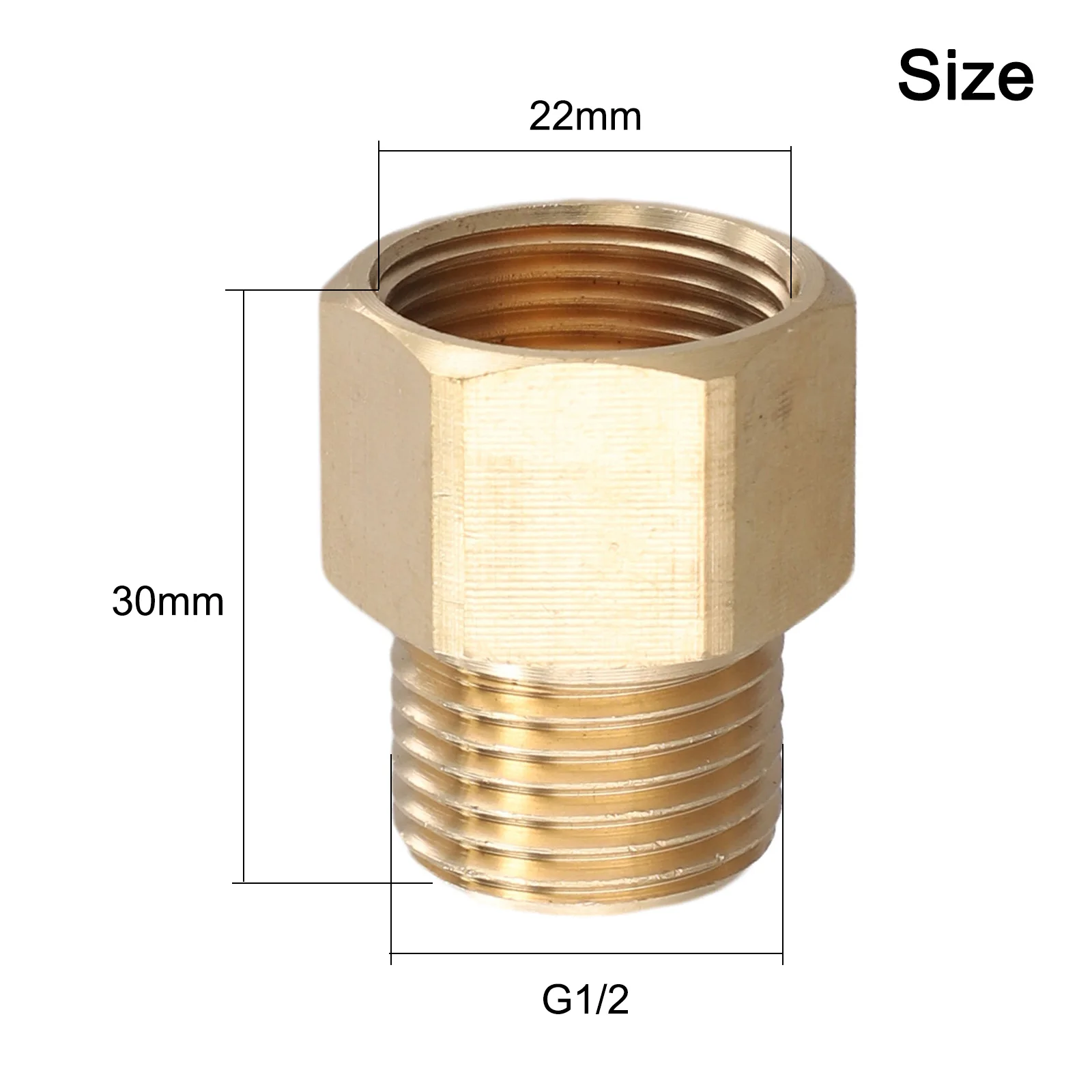 M22 14mm Female Thread to G1/2 Male Brass Adapter for Pressure Washer Hose Fittings and Flow Control Applications