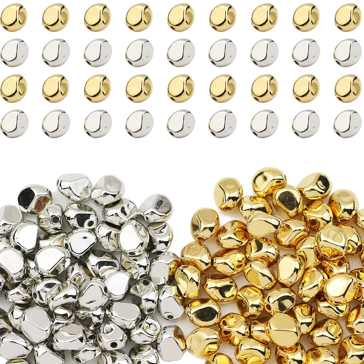 Irregular Shape CCB Material Loose Spacers Beads Golden/Silvery For Jewelry Making DIY Charms Bracelet Accessories 7MM 95-480PCS