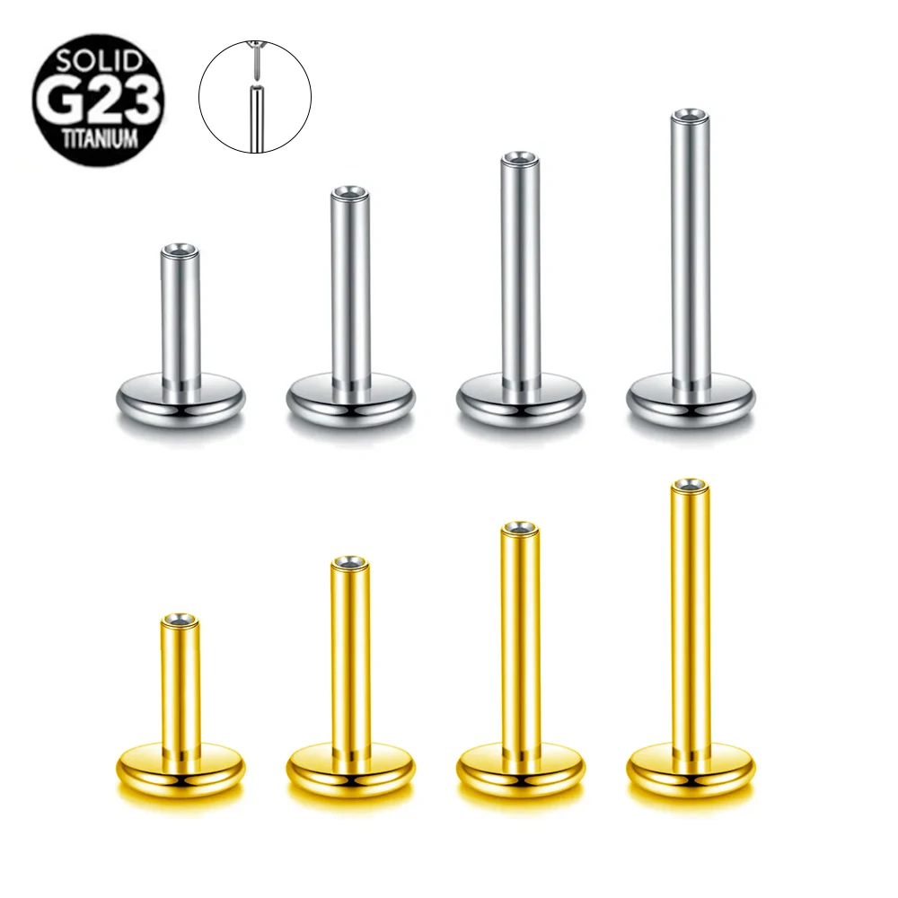 Threadless Labret Rod Piercing G23 Titanium Push In Stud Cartilage Flatback Nose Stud Piercing Body Jewelry