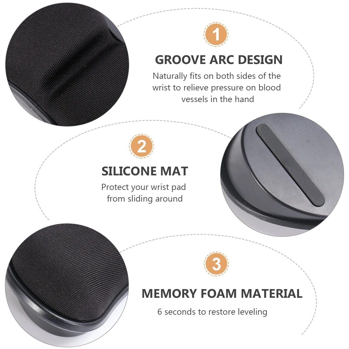 1Pcs Mouse Wrist Rest Pad Premium Memory Foam Ergonomic Design Relieve Hand Fatigue for Office Gaming Black Comfortable Hand