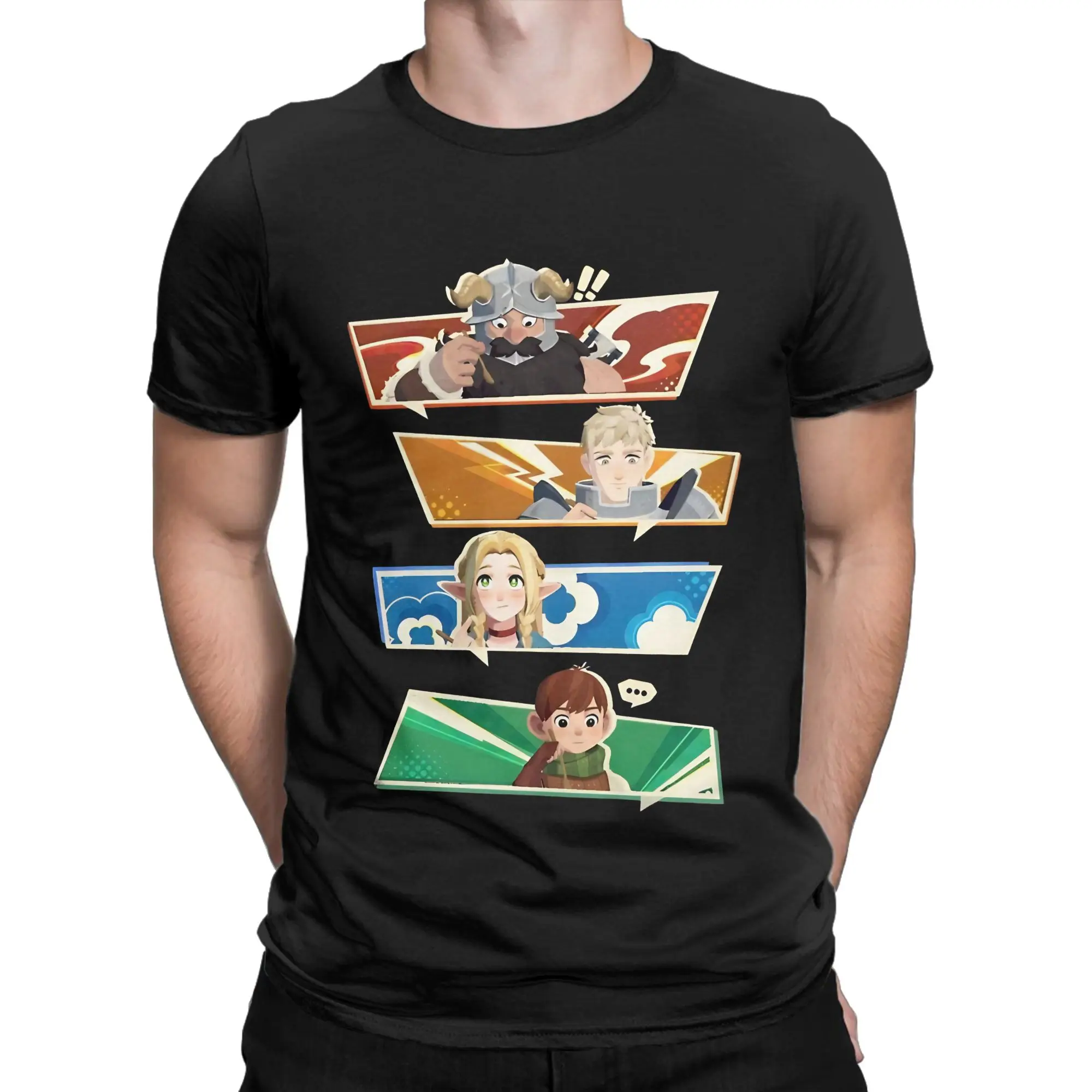 cooking adventure Funny 100% Cotton T-Shirt Dungeon Meshi Tops Tees For Men