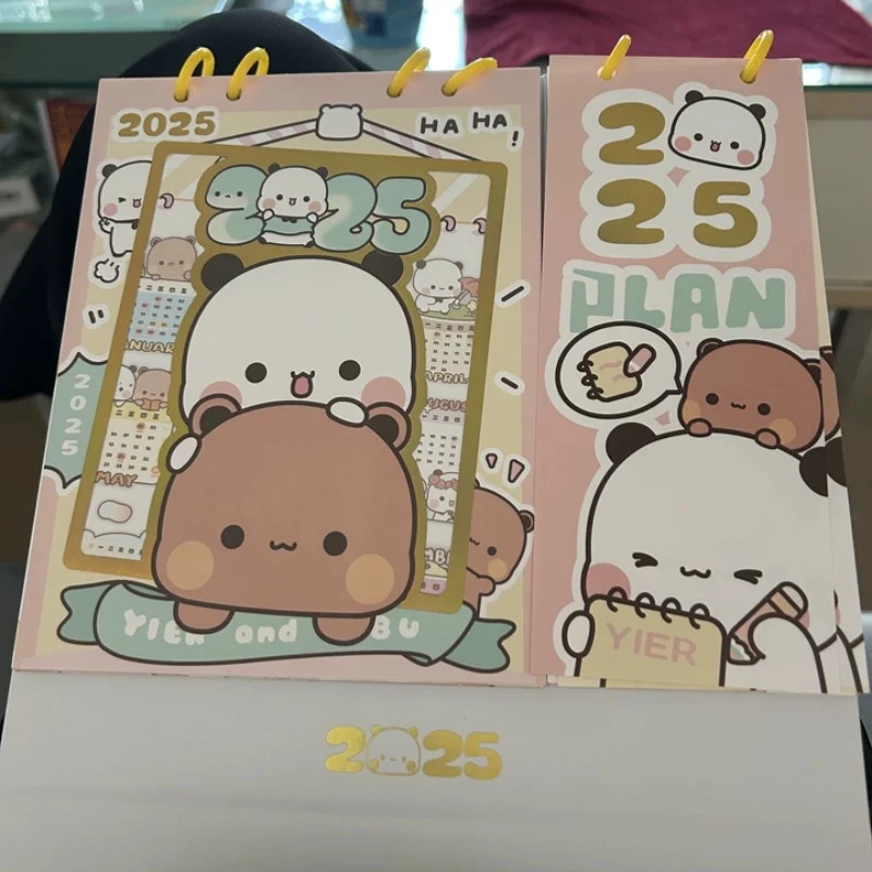 2025 Limited Edition Mitao Cat Calendar Lunar Desktop Anime Peripheral Cute Work Calendar Honey Peach Grey Cat Bubu And Dudu Gif