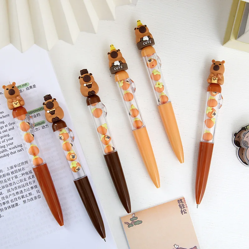 4Pcs Wholesale Cute Kapibara Neutral Pen Stacked Le Capybara Shaping DIY Beaded Stationery