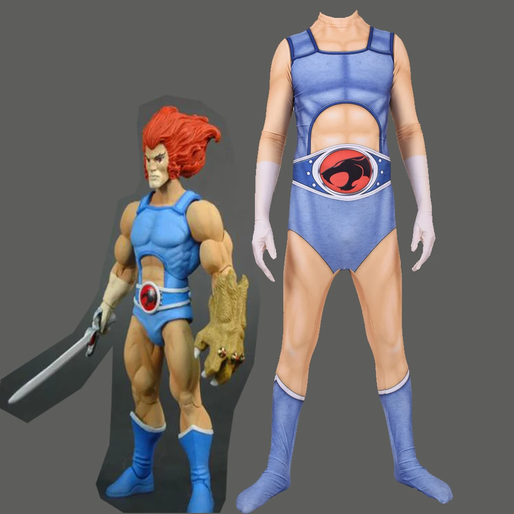 Halloween Lion-O Cosplay Costumes Thundercats Superhero Zentai Tight Suit Bodysuit Adults Kids