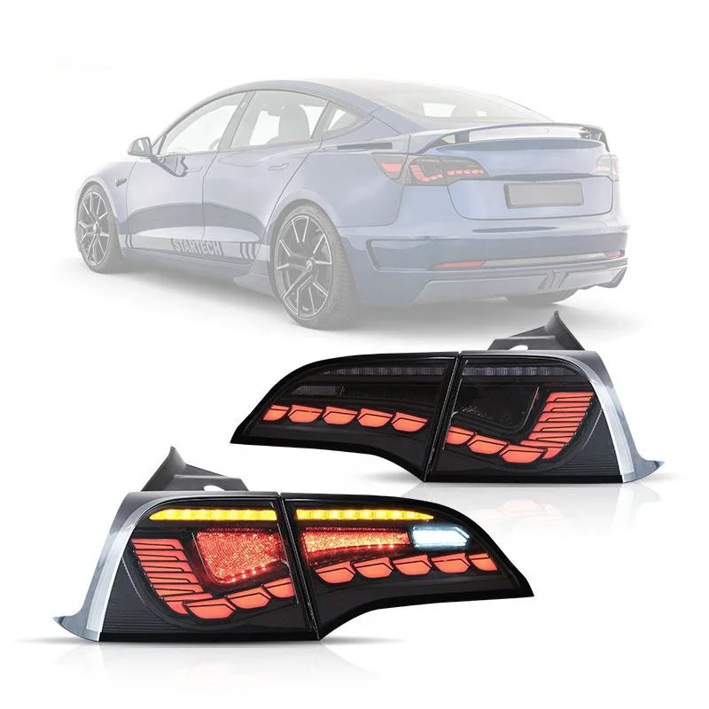 1set Dynamic car bumper tail light for Tesla Model y taillight LED car accessories Taillamp for Tesla Model3 rear light fog