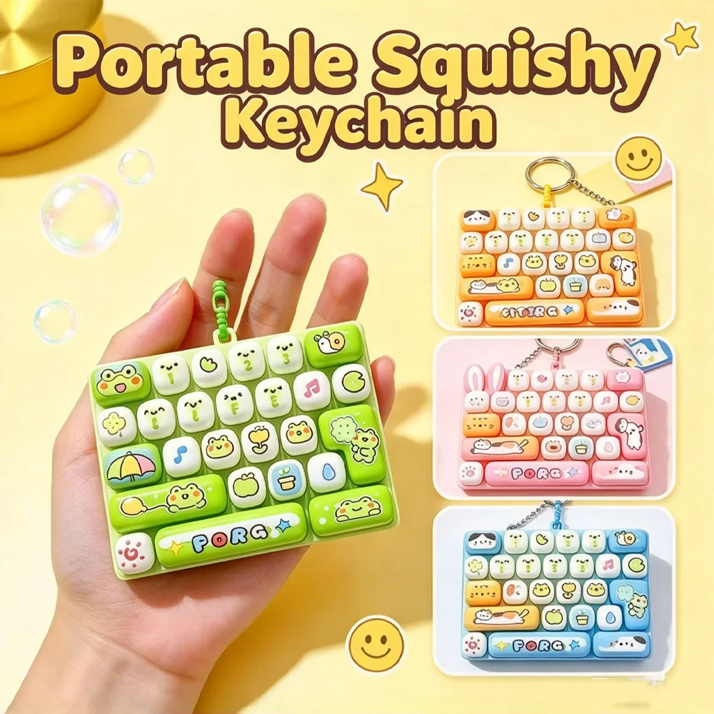 Mini 26-key Key Caps Clicker Keychain Mini 26-piece Set Keycap Clicker Anti-stress Keyboard Keyrings for Bag Charms 키캡 키링