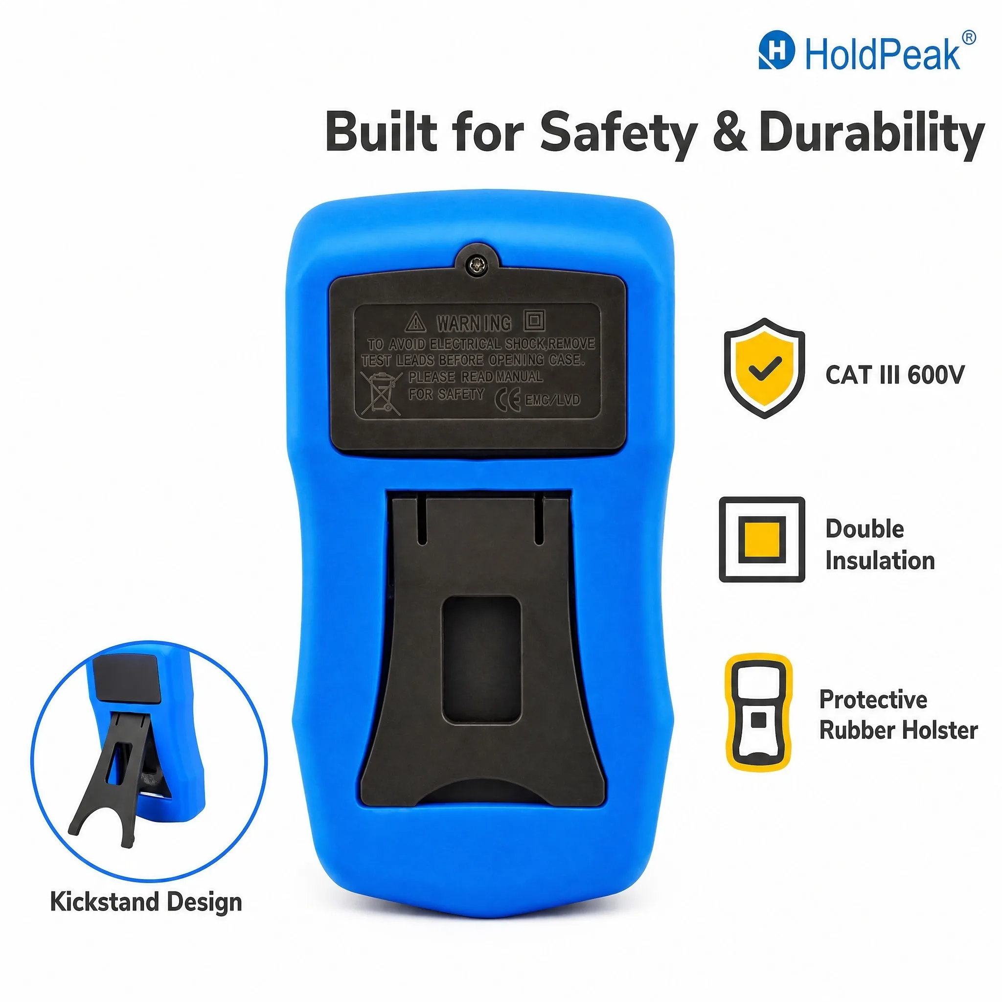 Digital Multimeter HoldPeak HP‑36C, 3 1/2 Bit Voltmeter Ammeter, Ohm Capacitance Diode Continuity, Data Hold Backlight Tester