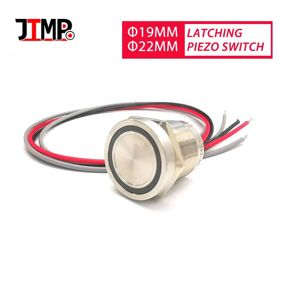 19mm 22mm 25mm IP68 typ zamka czerwona i zielona dioda led przełącznik piezoelektryczny 5V 24V LED Light przycisk ze stali nierdzewnej