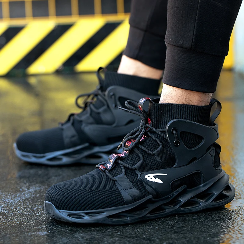 Steel Toe Work Shoes Comfortable and Elastic Safety Shoes Men For Work Sneakers Men Security Protective Lightweight Boots