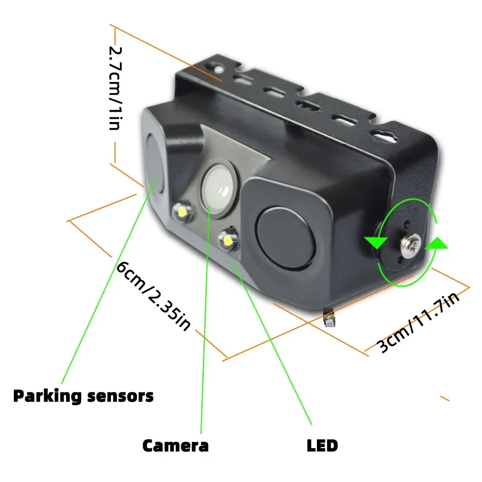 3 In 1 Parktronic Car Video Parking Sensor Kit Radar Visible LED Display System Backup Monitor Reversing Camera Alarm night