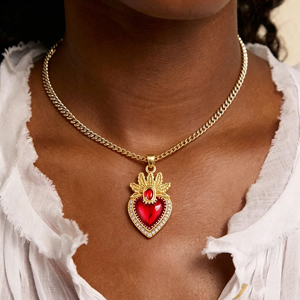 JUYA 18K Gold Plated Sacred Heart & Dark Romance Theme Charm Pendant Jewelry Findings for DIY Jewelry Making