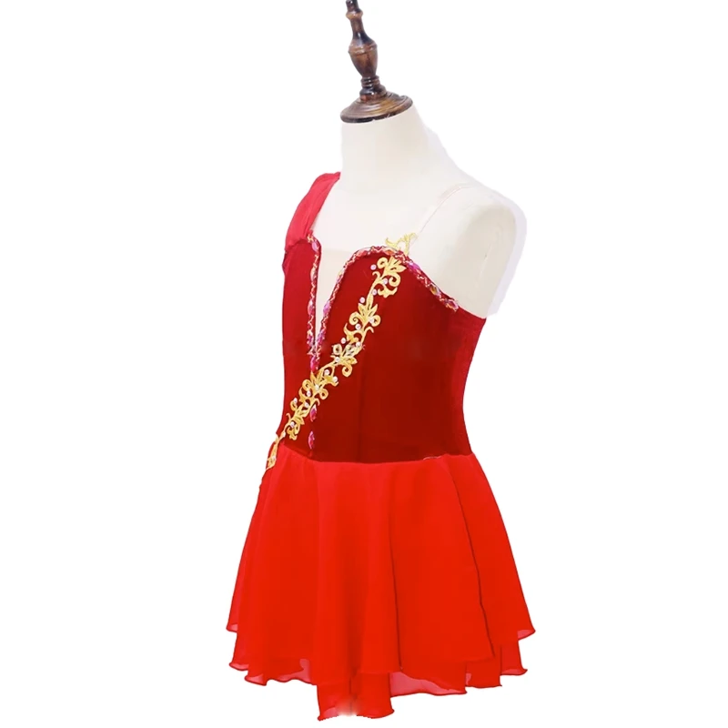 Children's Chiffon Modern Ballet Dress For Girls Red Ballerina Tutu Cupid Performance Dance Costume Women Adult Princess Dress