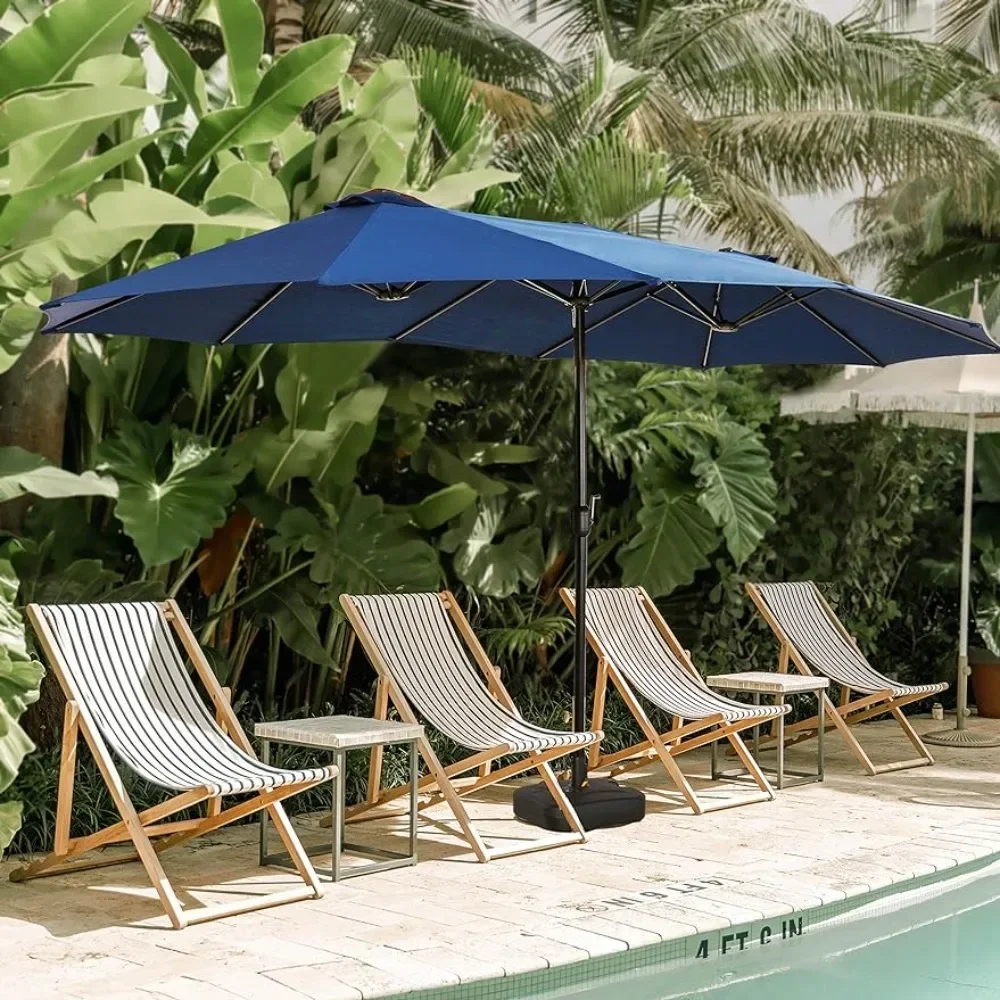 Grand parapluie de camping en aluminium avec manivelle, parapluies de jardin, bases de terrasse, extérieur, marché, couleurs multiples, fédération, 15x9