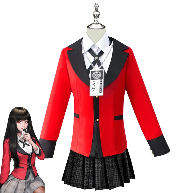 Anime Costume Itsuki Sumeragi Cosplay Wigs Kakegurui Compulsive Gambler Costumes Sumeragi Itsuki JK Uniforms Suits Halloween