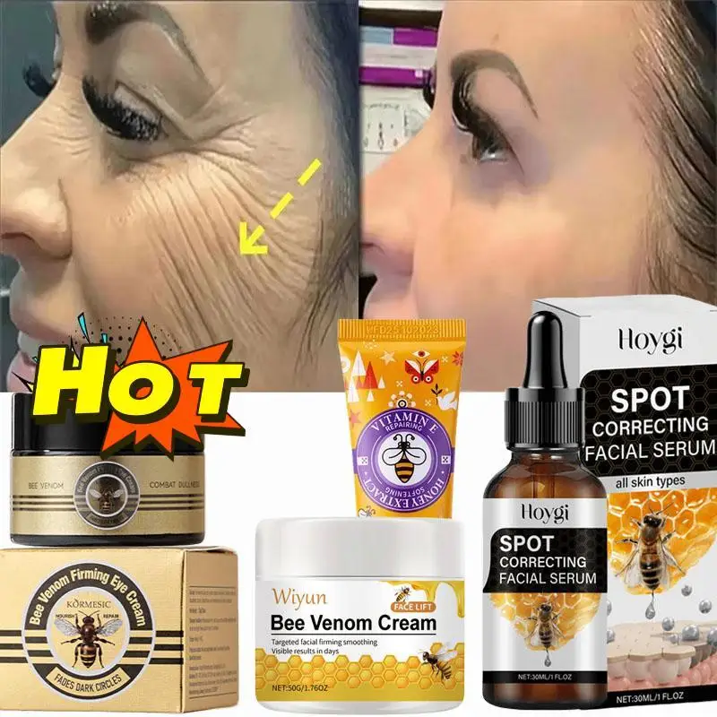 

Bee Venom Wrinkle Remover Face Cream Spot Correcting Serum Set Anti Aging Fade Fine Lines Moisturizing Firming Eye Cream 30g/50g