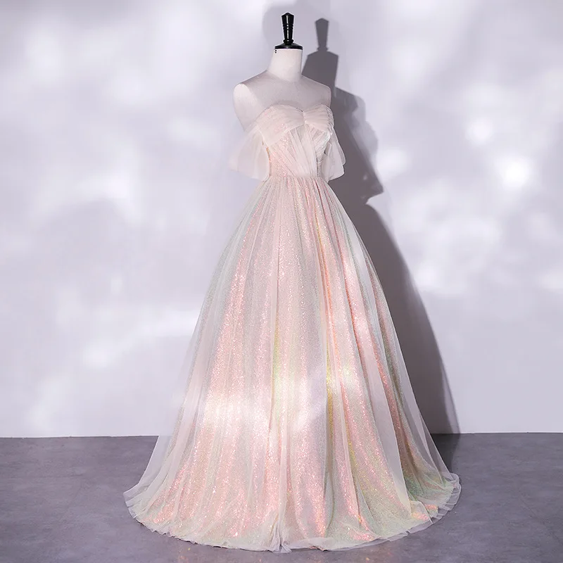 J142 Customized Prom Dresses Sweet Memory Luxury Gradient Banquet Evening Dress Long Ball Gown For Women Wedding Party Dress