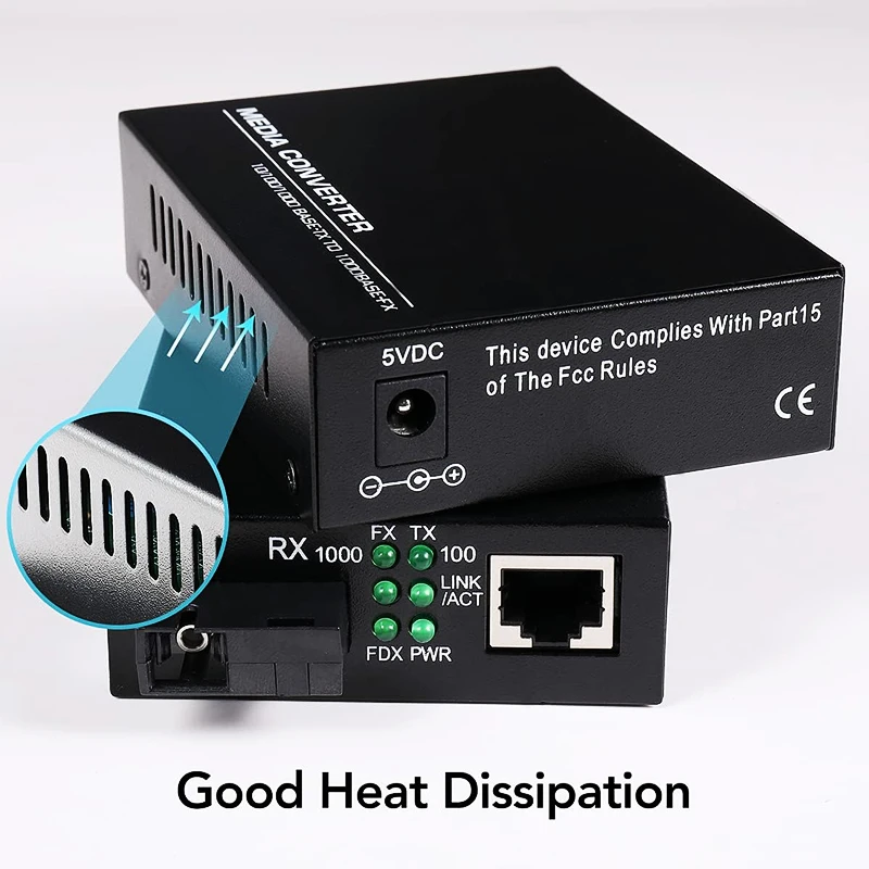 HTOC SC Single Mode Gigabit Ethernet Media Converter 100/1000Mbps Bi-Directional Single SC Fiber Ethernet Transceiver 60 pairs