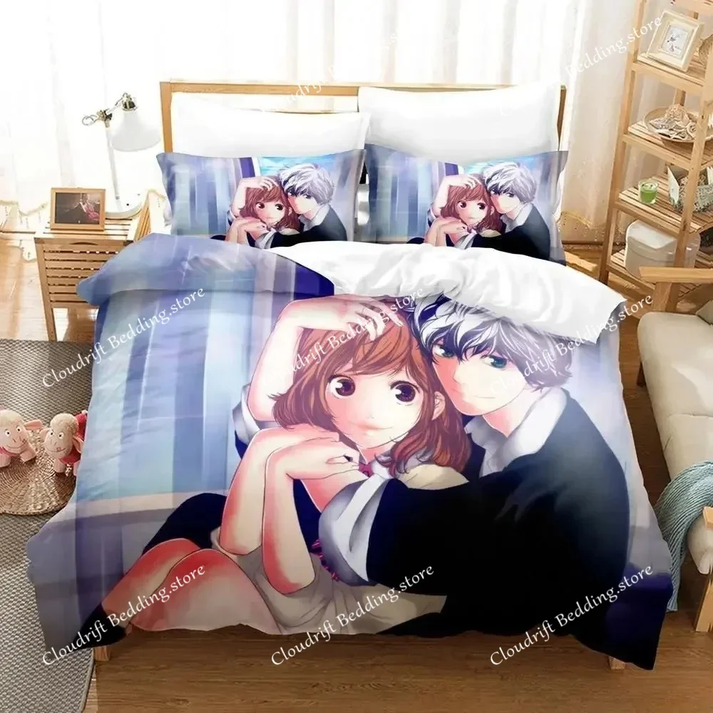 

AO HARU RIDE Bedding Set Single Twin Full Queen King Size Bed Set Adult Kid Bedroom Duvetcover Sets 3D Print Anime Bed Sheet Set
