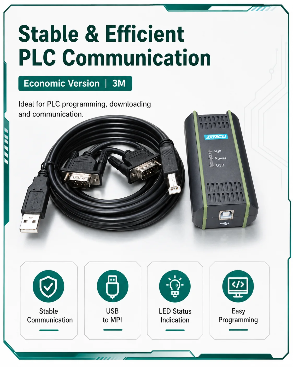 USB to MPI PLC Programming Download Cable 3M for Siemens S7-300 S7-400 6ES7972-0CB20-0XA0 Economic Version