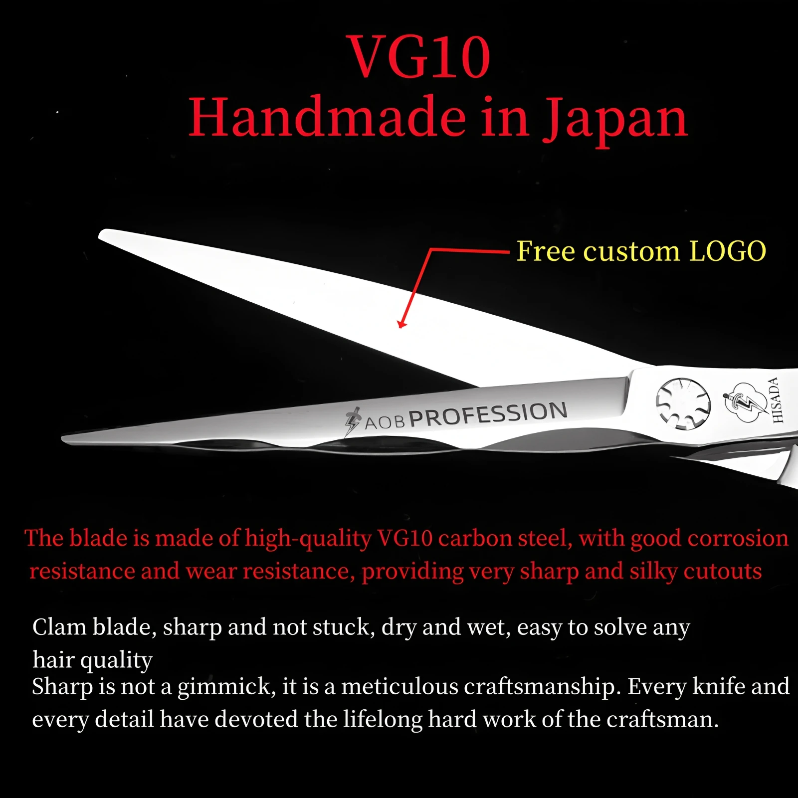 プロの理髪師用はさみ 日本製 VG10素材使用 理髪師用はさみ 6.0/6.5 