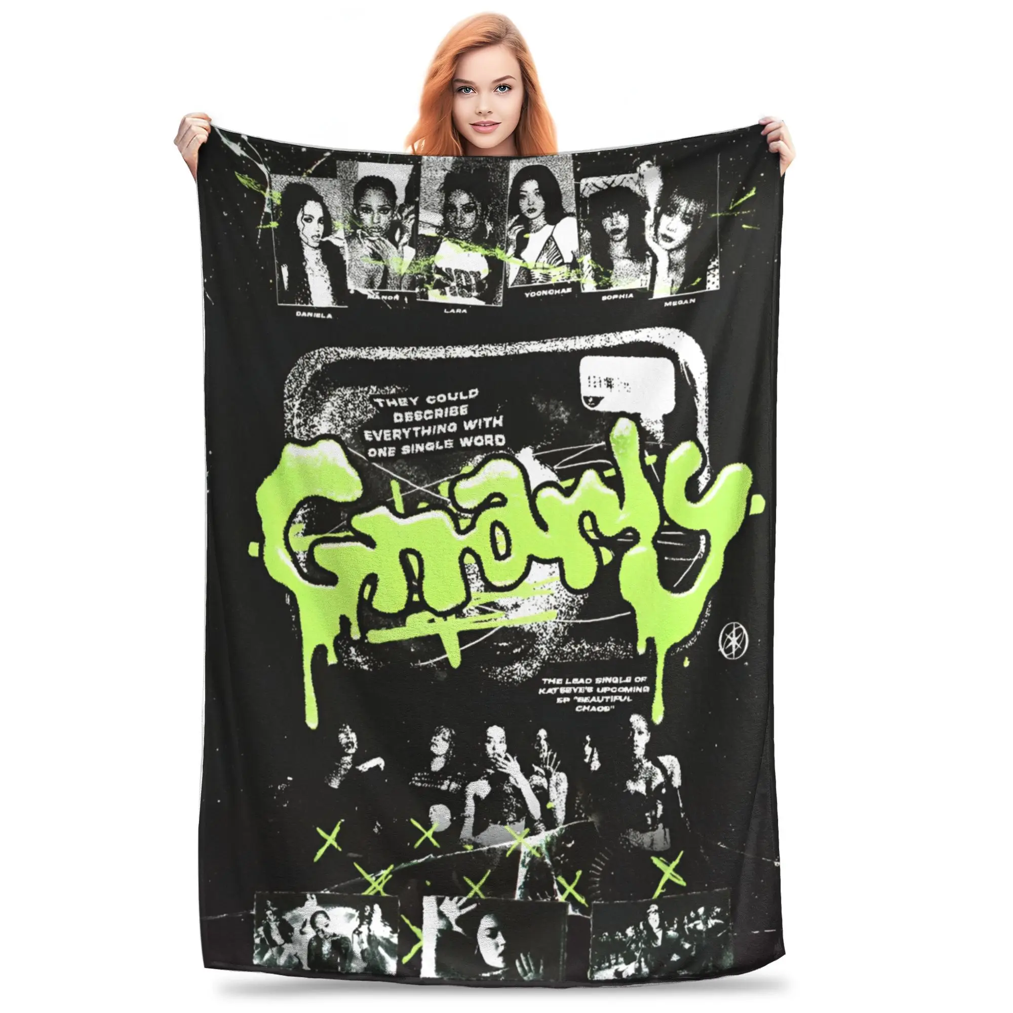 Korean Style KATSEYE Gnarly  Blanket  Soft Street Trend Plush Throw Blanket For Children Outdoor Flannel Bedspread Bed Cover