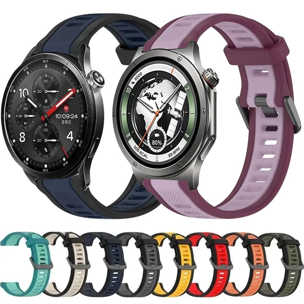 Bracelet en silicone 18mm 20mm 22mm pour Xiaomi Watch 5 S5 S4 S3 S2, bracelet OPPO Watch S X2 X3 Mini 3 43mm, Oneplus Watch 4 3 2R Lite