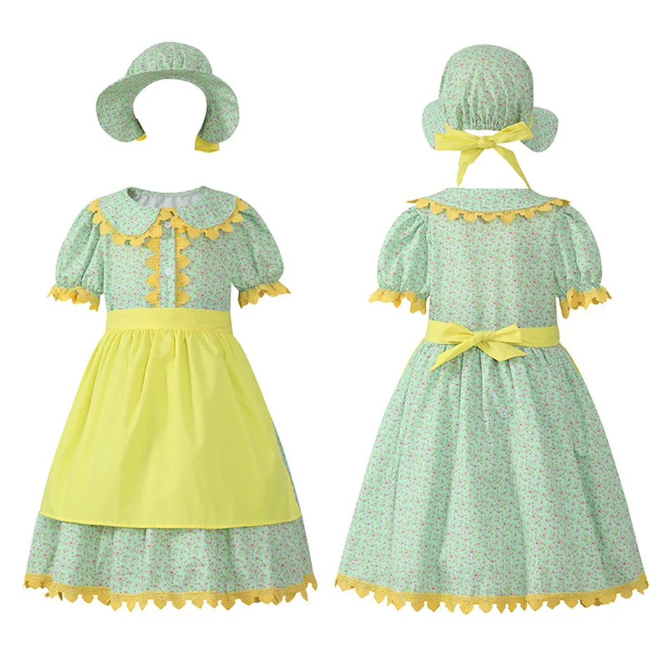 Girls Pastoral Farm Cosplay Stage Performance Costume Children's Day Event Role Play Clothes Kids  Halloween Theme Party Outfits