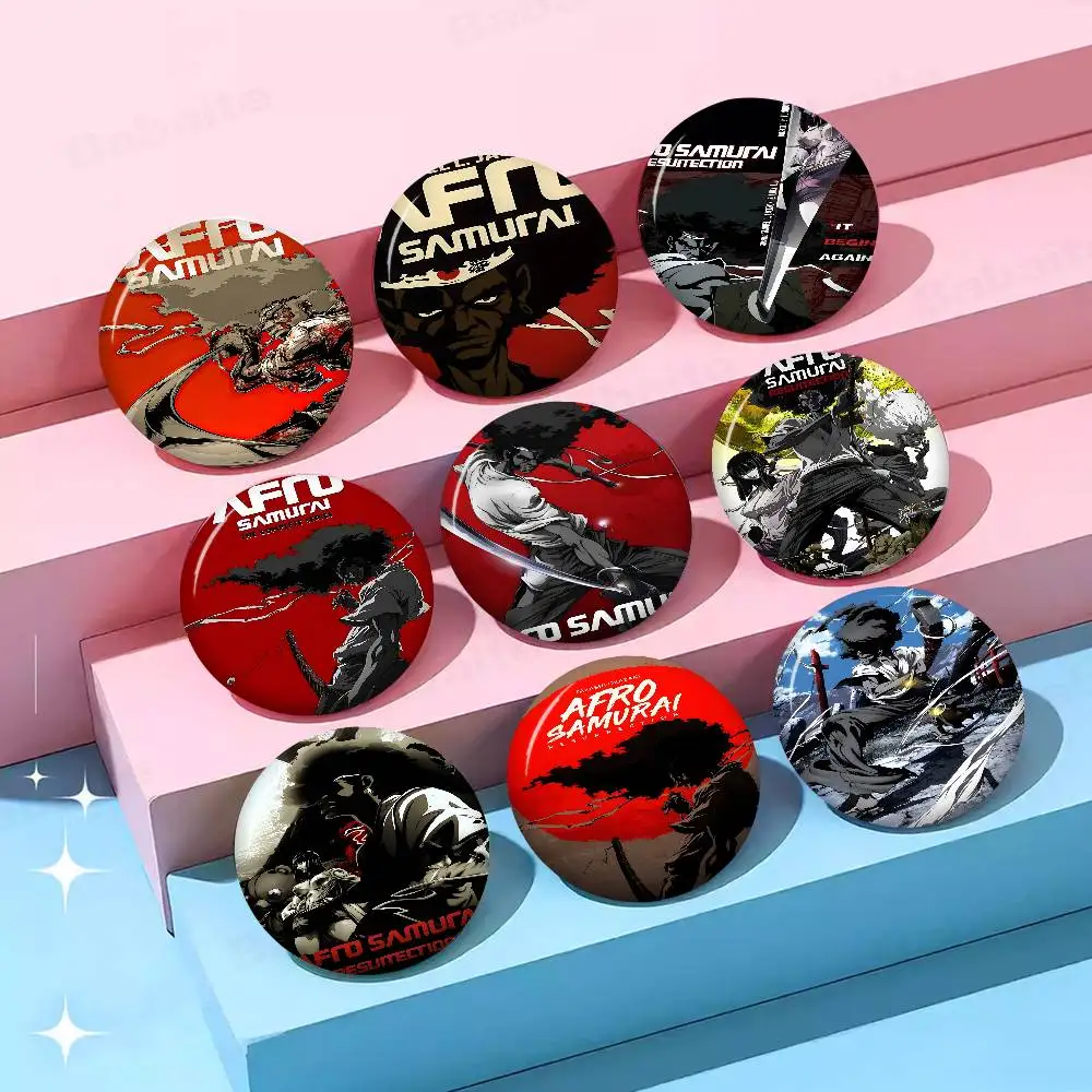 Afro Samurai Anime 32/44/58MM Customizable Button Pins Cute Funny Creative Badge Jewelry Decor Gifts for Friends