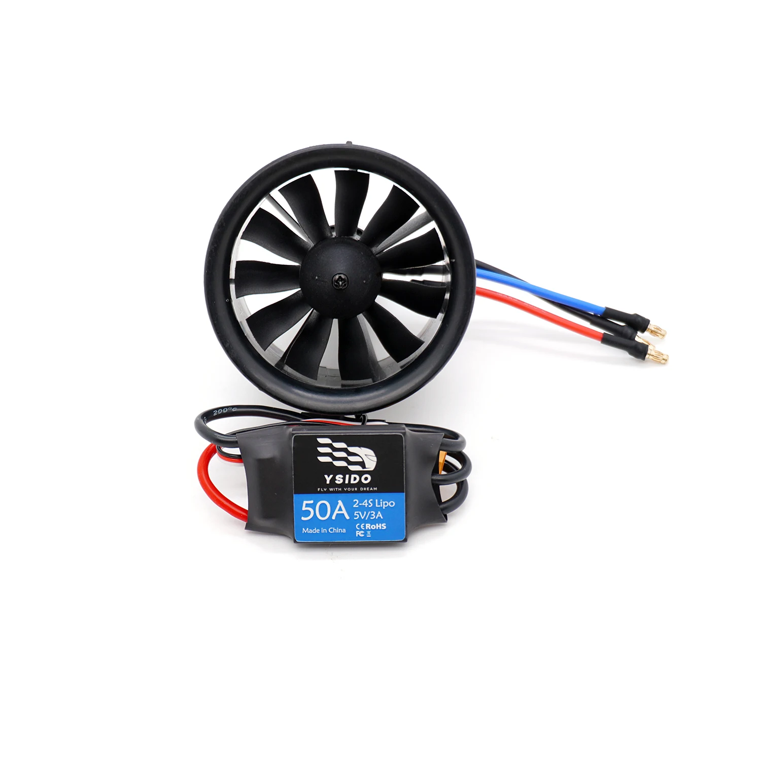 YSIDO 70mm 64mm 50mm 2627/2836/2842 Brushless Motor EDF Duct Fan 40A 50A 80A ESC 3-6S Combo for RC Jet Airplane EDF Plane
