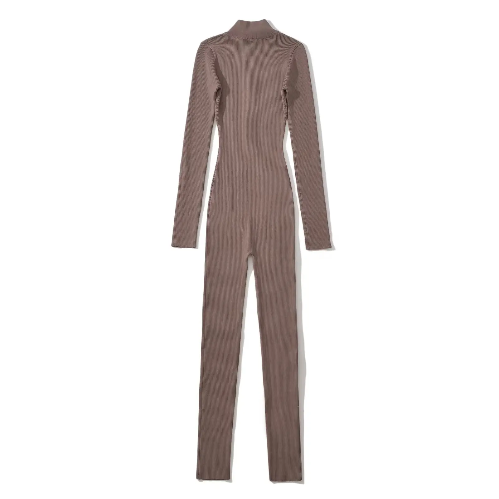 Jenny&Dave Autumn WInter Sexy Skinny Long Sleeve Dungaress Ins Fashion Blogger Vintage Zipper Knit Jumpsuits Women