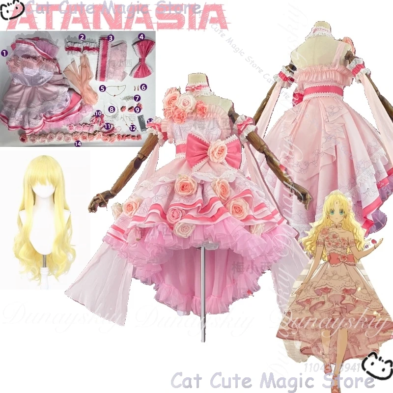 

Atanasia Who made me a princess Anime Cosplay The Court Style Pink Dress Princess of Auvergne Girl Lolita Dress Outfit @Magic