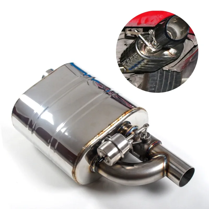 

Double outlet exhaust muffler, valve stainless steel remote control electric valve muffler