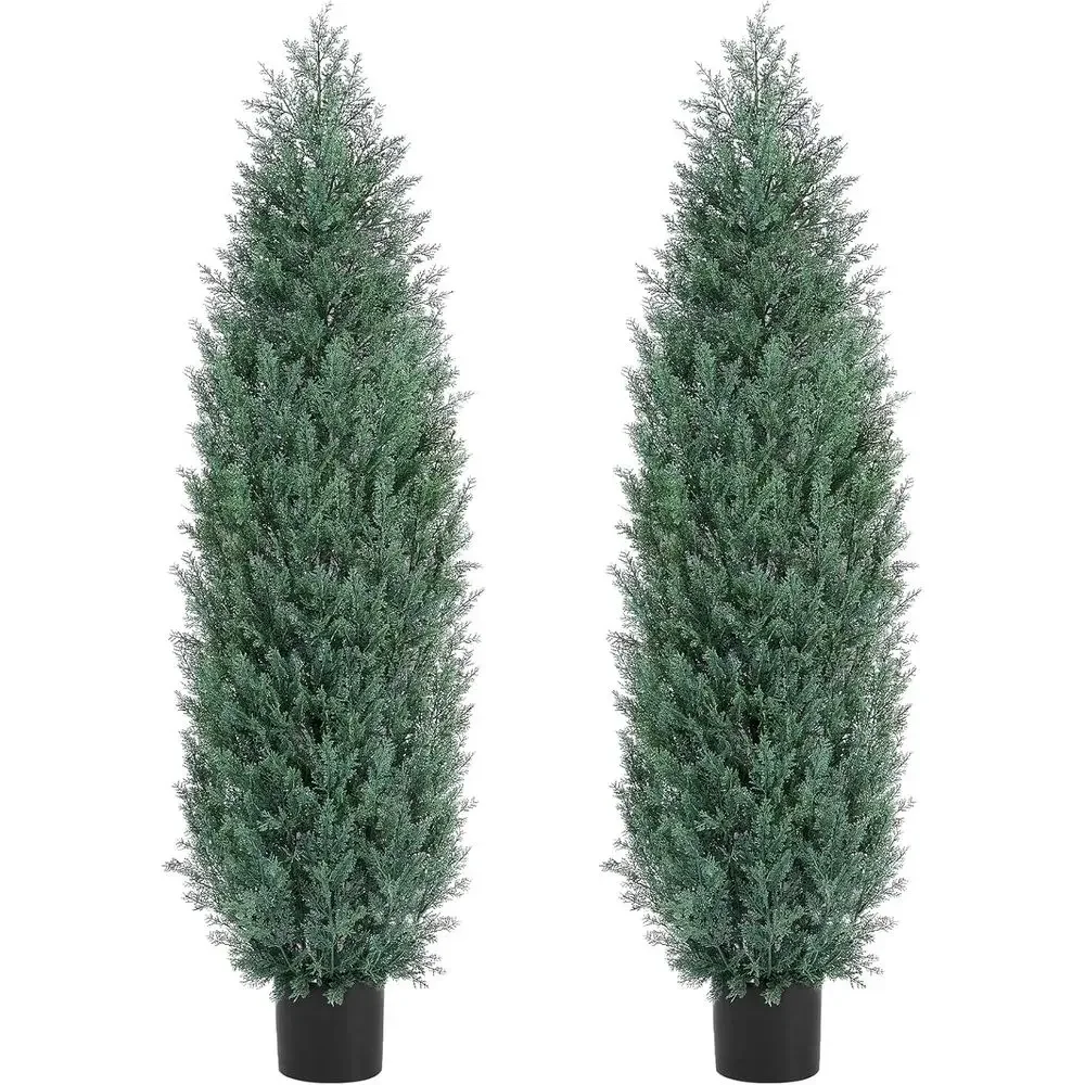 

Набор из 2 искусственных кипарисов: для улицы и дома, с защитой от УФ-излучения, реалистичные деревья в горшках для декора патио, веранды или офиса