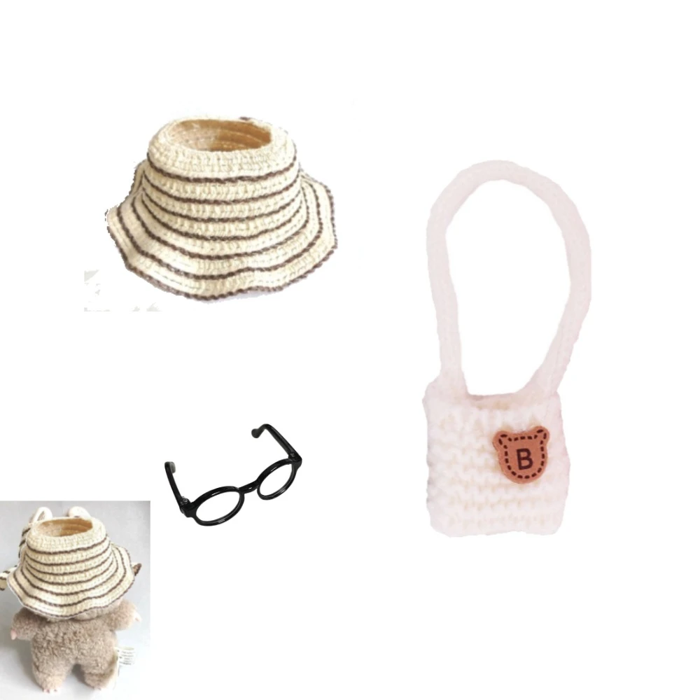 

3pcs Labubu Cotton Mini Doll Clothes Outfit Accessories Headwear with Exposed Ears Baby Hat with Empty Top Suit Clothing Gift