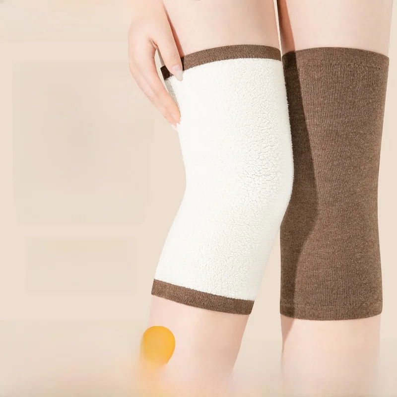 厚手のウール製膝パッド-男女兼用-寒い季節や夏の冷えた足用-暖かさ保護-フリース裏地付き加熱カバー-膝パッド