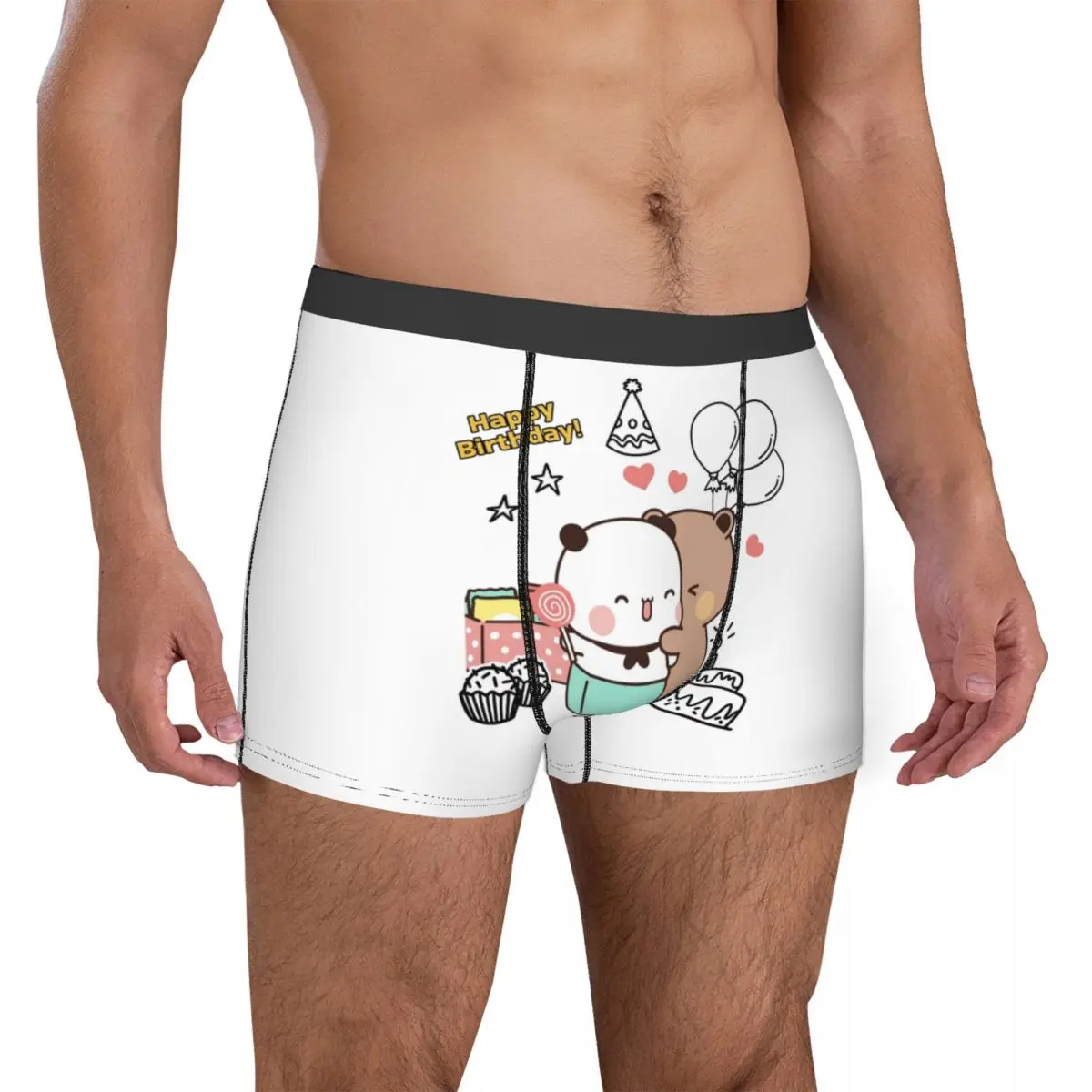 Men Happy Birthday Bubu Dudu Underwear Panda Bear Funny Boxer Briefs Shorts Panties Homme Soft Underpants