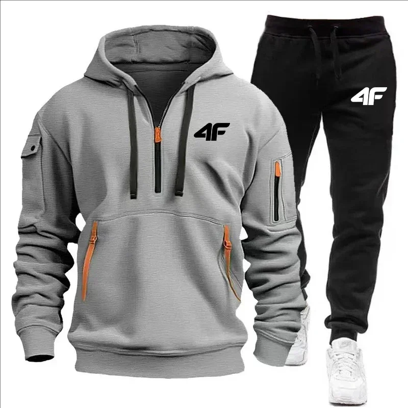 Men's Fitness and Casual Loose Sportswear Sets, Pullovers and Jogging Pants, Autumn and Winter Fashionable Daily Outdoor Sets