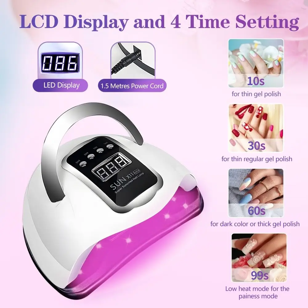lampara led para uñas, semi-permanent nail lamp secador de esmalte de Gel con sensor de movimiento, profesional, para salón de manicura, 66LED