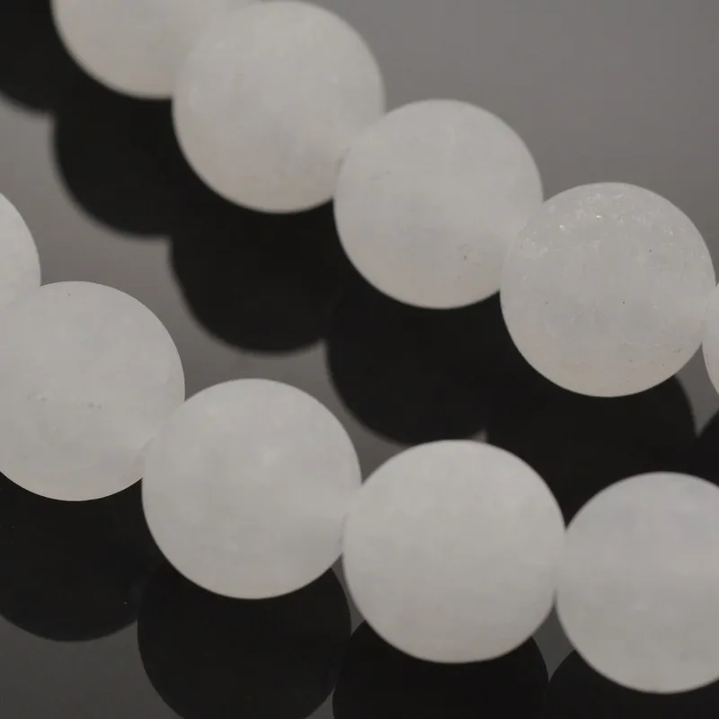 White Jade Round Beads Strands Frosted 8mm Hole: 1mm 45pcs/strand 14.5 inch