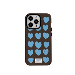 Brown Background Heart-shaped Text Case for IPhone 16 15 14 13 Pro Max 12 11 Pro Plus XR SE2 Anti Drop Ultra Thin Hard PC Cover