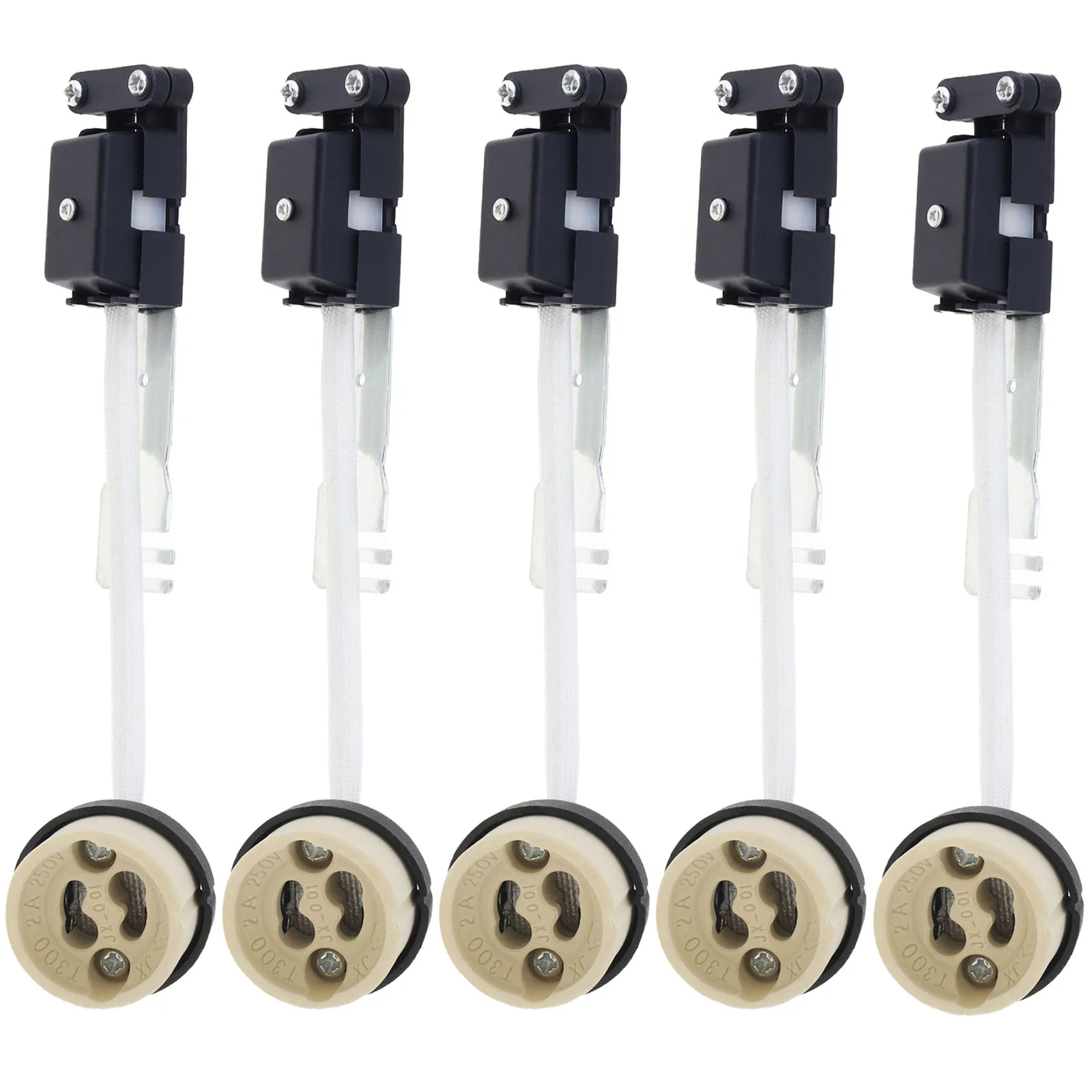 5Pcs GU10 Lamp Holder 2A 250V GU10 Ceramic Lamp Bases Connector for LED Light Bulbs/Halogen Bulbs with Terminal Box Socket