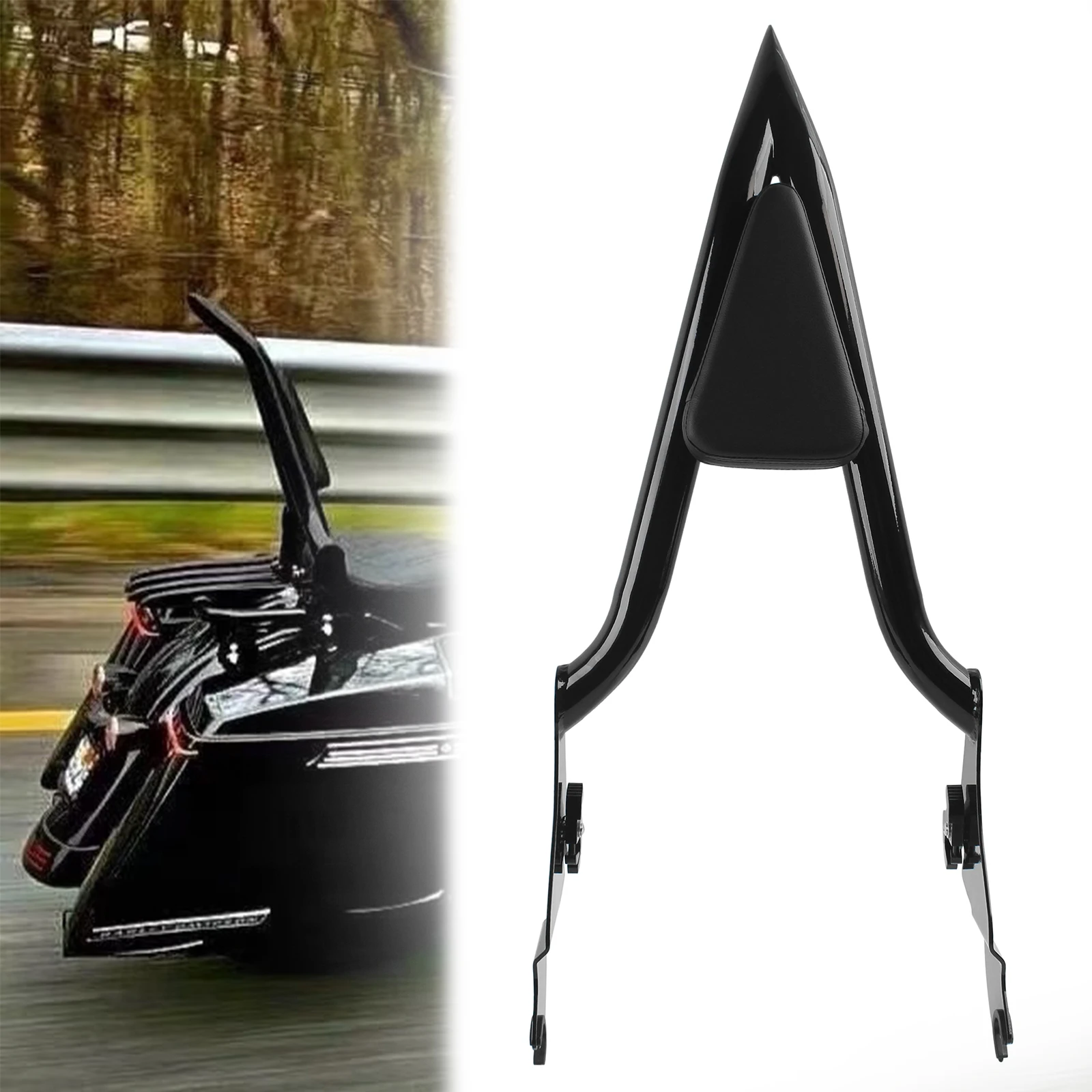 22'' Motorcycle Passenger Backrest Black Sissy Bar For Harley Touring Road King Electra Glide Street Glide Road Glide 2009-2022