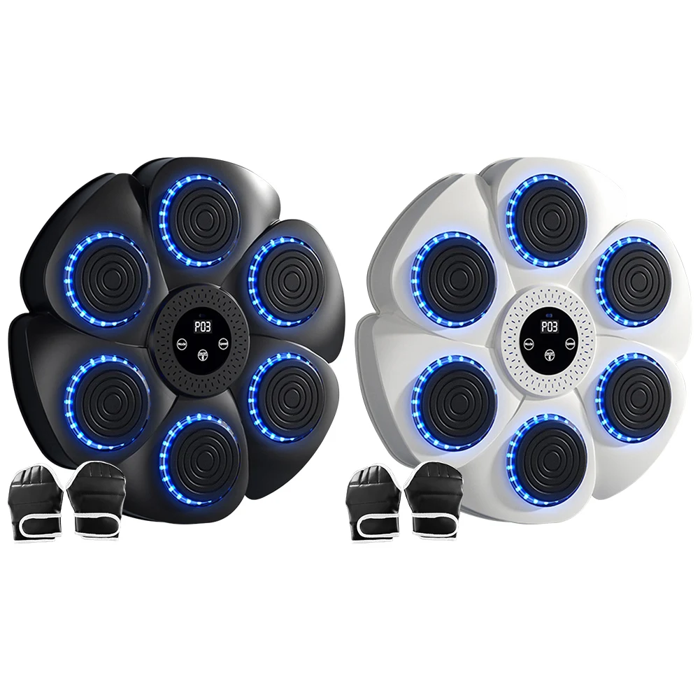 Máquina de boxeo musical, máquina de boxeo inteligente Compatible con Bluetooth, máquina de objetivo de boxeo para entrenamiento montada en la pared, luz RGB para gimnasio en casa