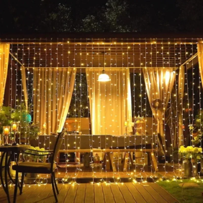 Christmas LED Curtain Fairy Lights USB Powered 8 Modes Remote Control for Window Bedroom Holiday Party Decor