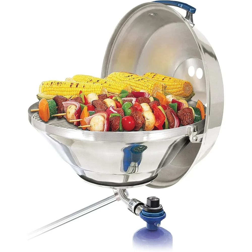 

A10-215 Marine Kettle Portable Gas Grill - Stainless Steel BBQ for Boats - Wind-Resistant Design - 17" Diamet