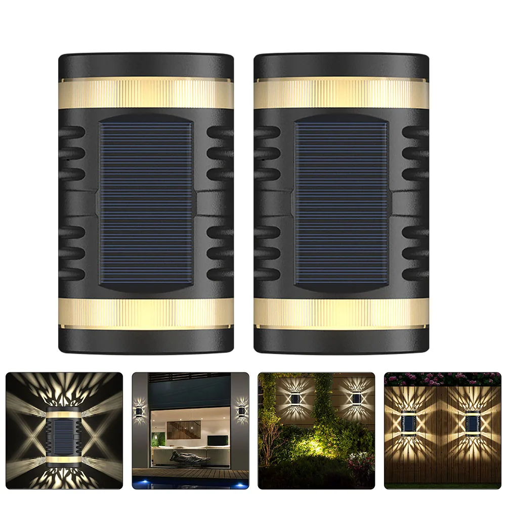 

2Pcs Solar Garden Wall Lights Waterproof Outdoor Decor Built in for Patio Deck Yard Stairs Driveway Fence