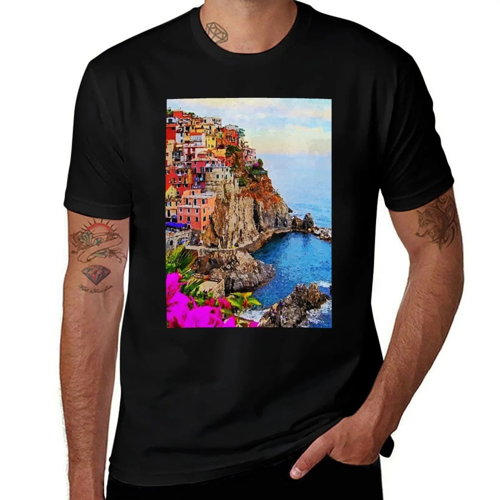 

Italy, Cinque Terre T-Shirt t shirts for man graphic vintage t shirt custom print t shirt man luxury T-Shirt