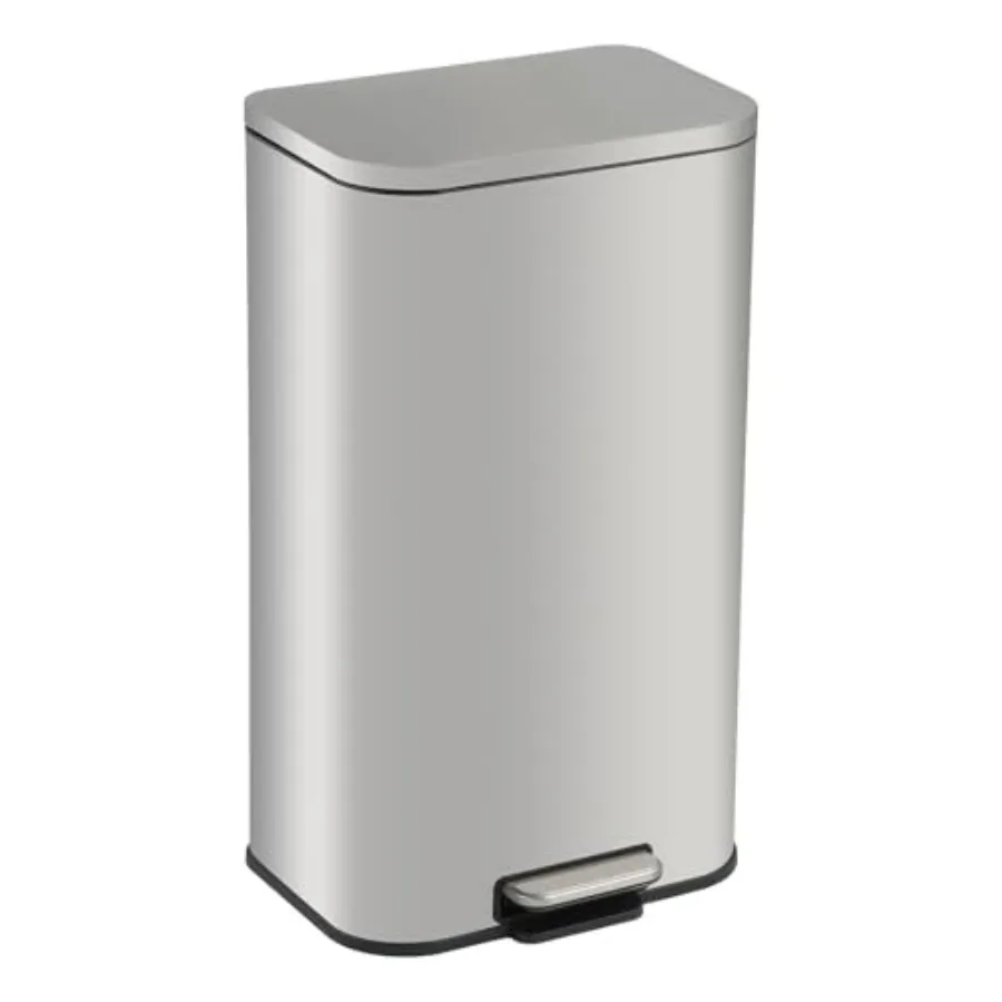 

5.2 Gallon Brushed Stainless Steel Trash Can with Soft-Close Lid for Kitchen Bathroom Office - Smudge-Resistant Compact Garbage
