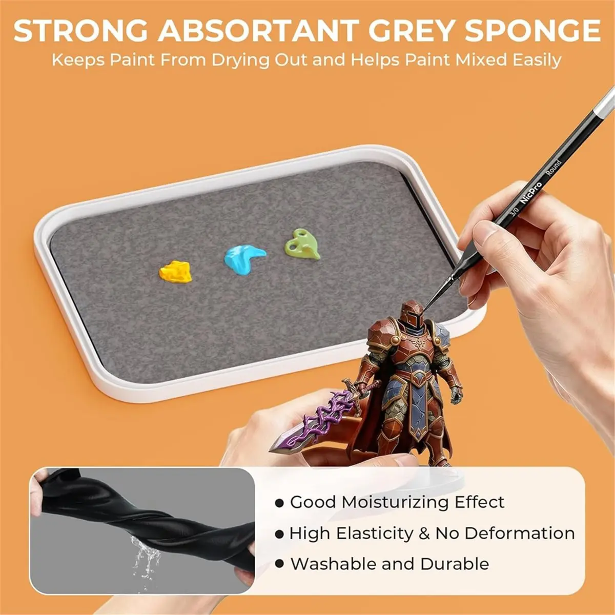 2026 New Wet Pallet for Painting Miniatures - 2 in 1 Dry and Wet Palette with Lid, Including 50PCS Palette Paper, 2PCS Sponges