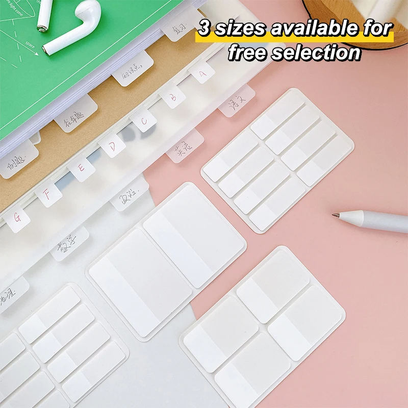 Transparent Index Label Stickers - 40/80/160 Frosted Pure White Pages for DIY Sticky Notes Office & School Supply.